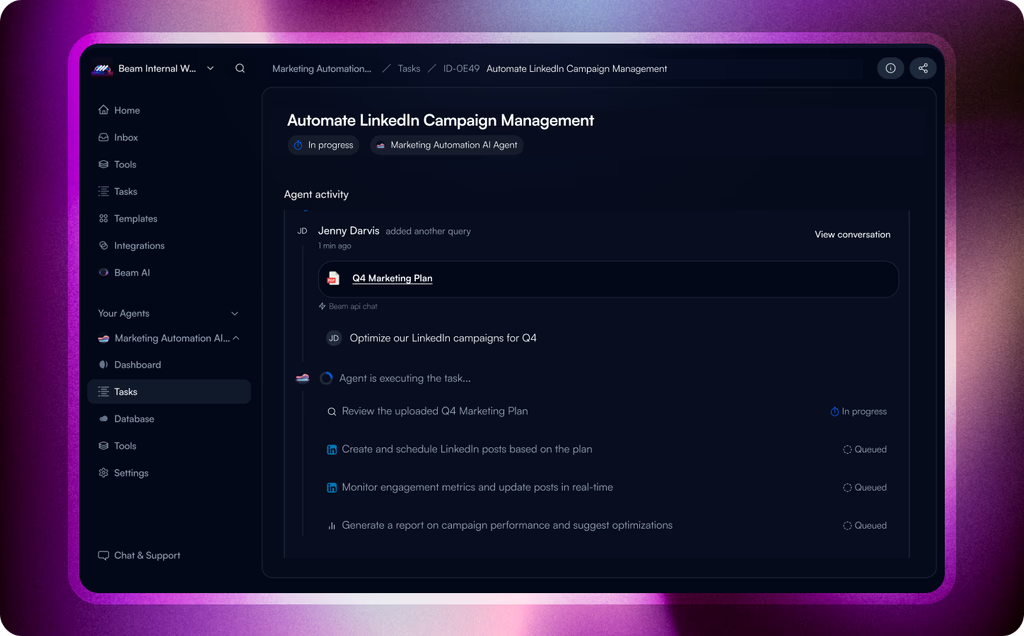 beam ai agent for marketing
