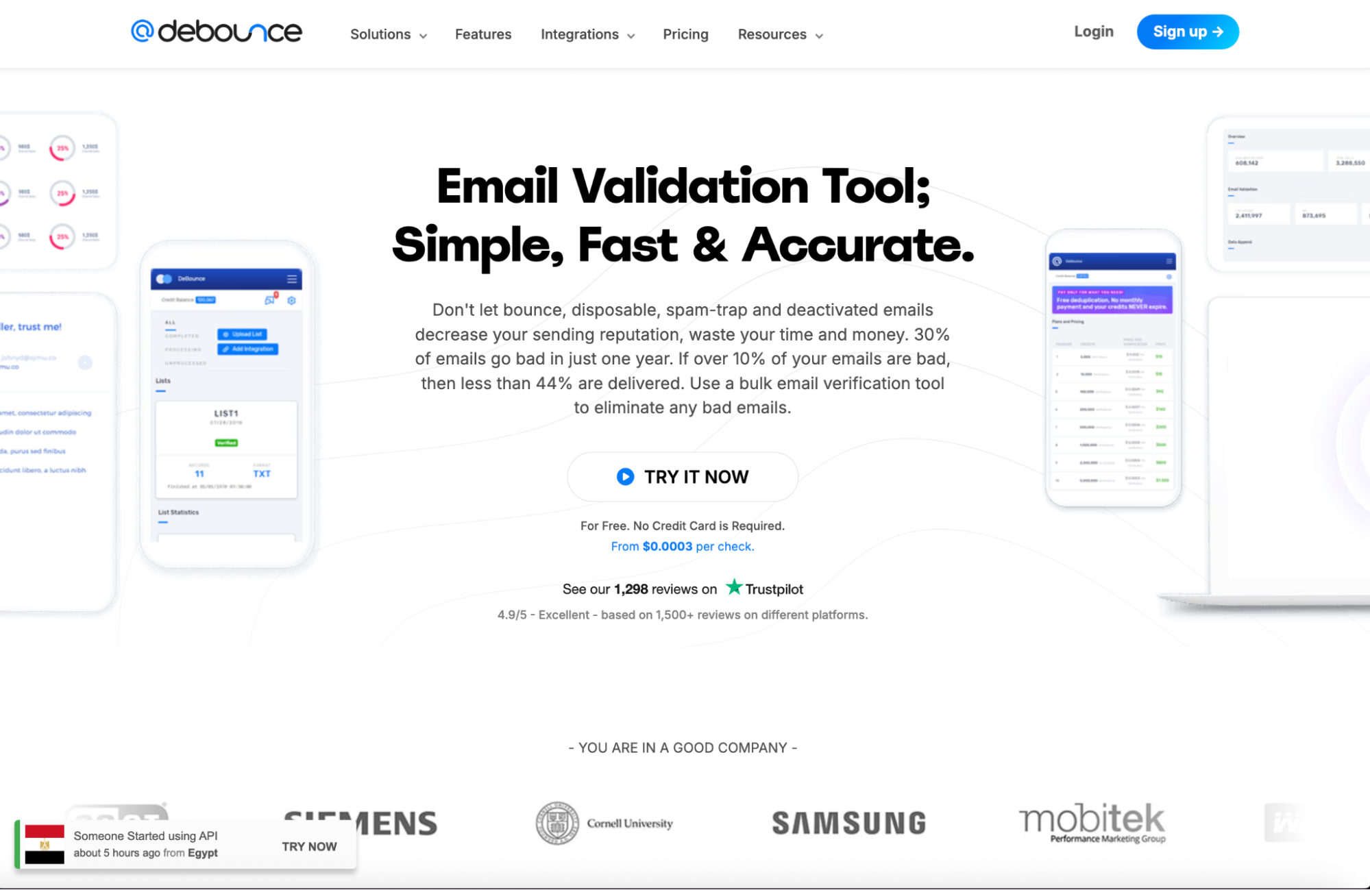 debounce email verification service