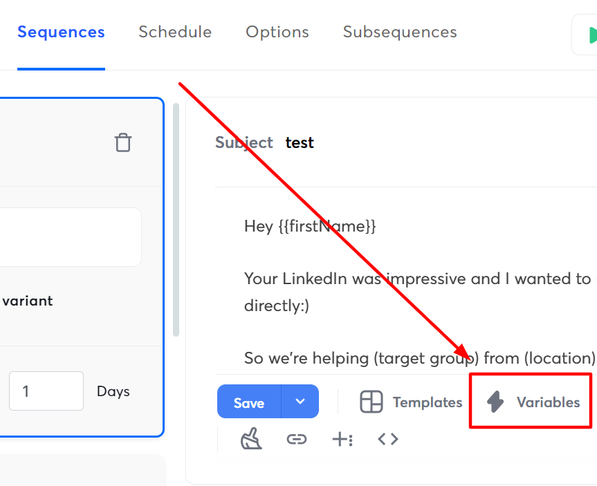 instantly email variables