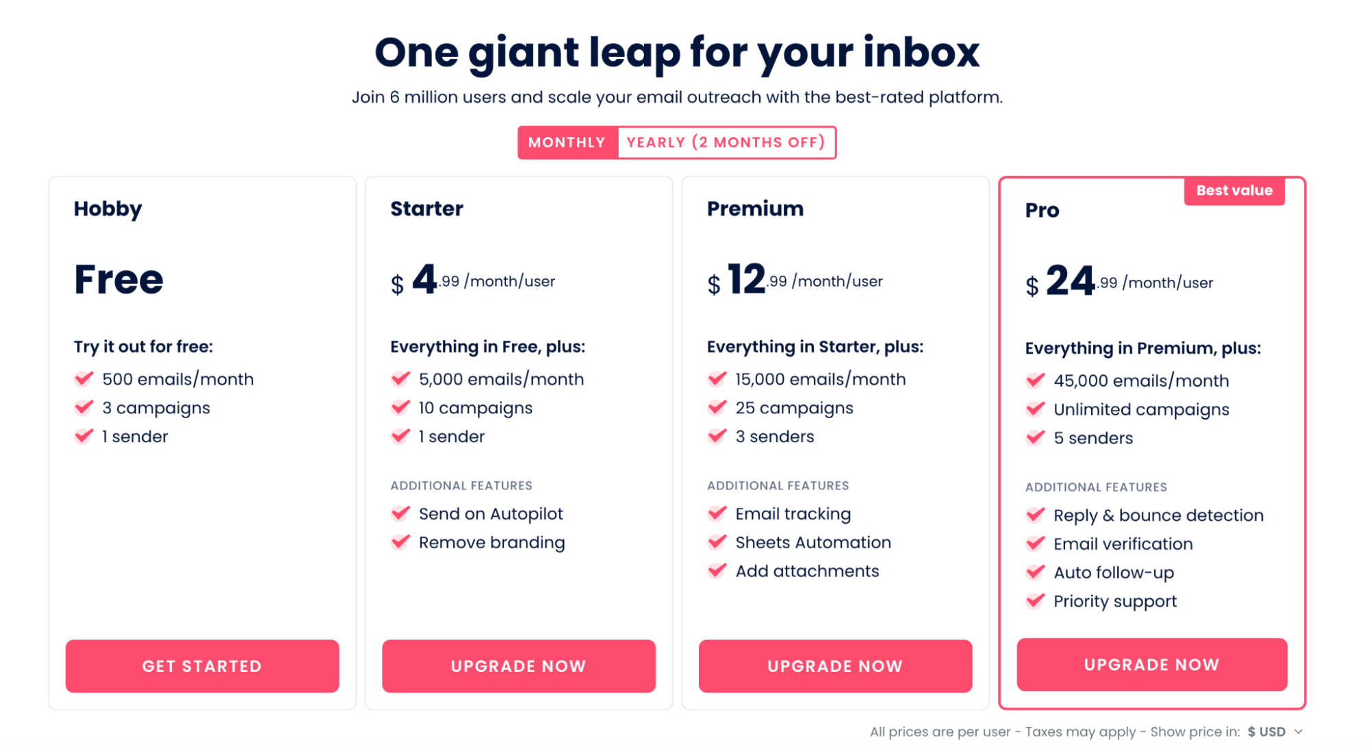 mailmeteor pricing