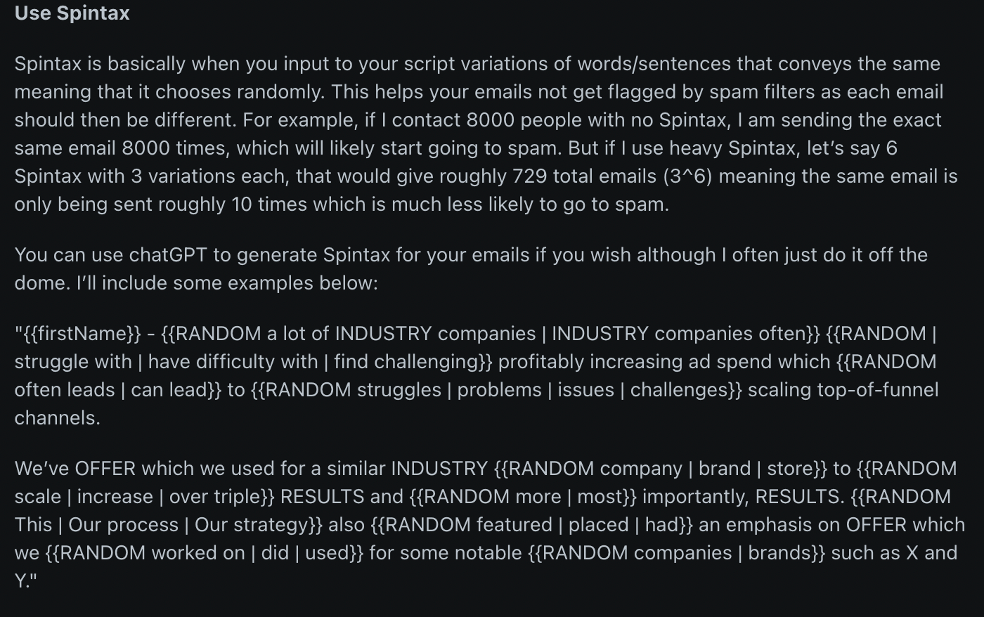reddit user spintax strategy