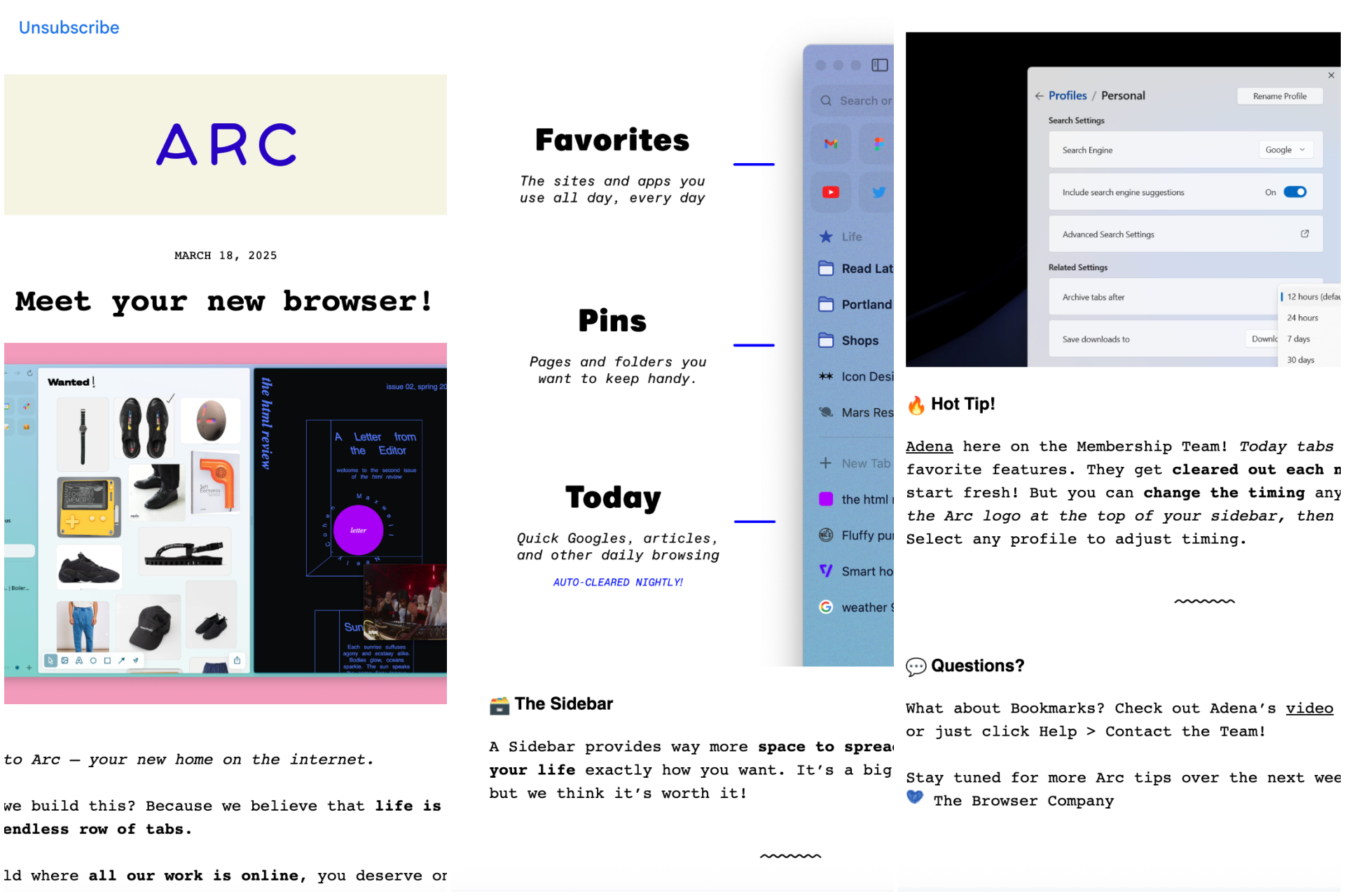 arc marketing email format