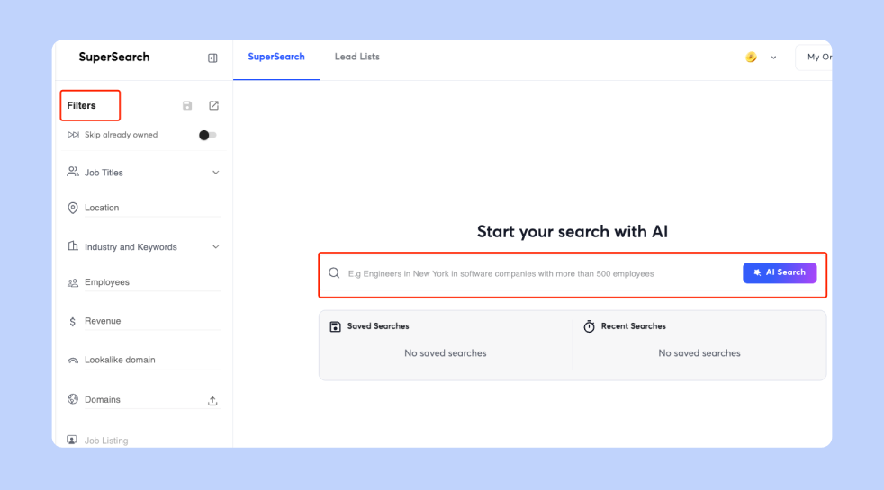 instantly supersearch lead filters