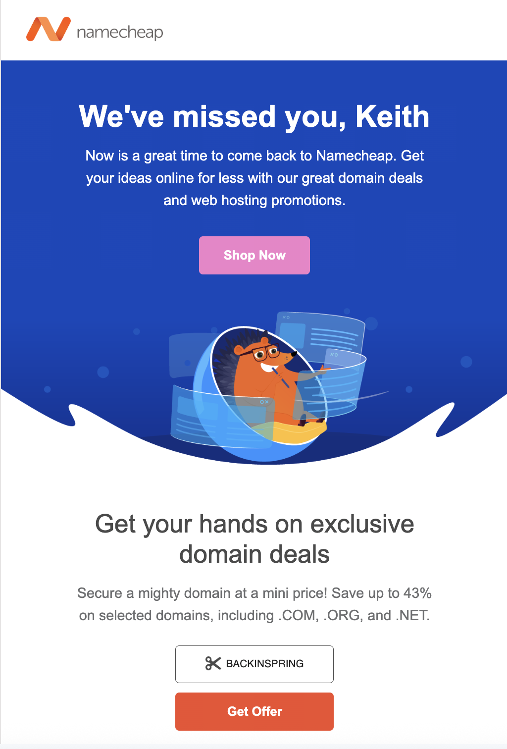 namecheap marketing email format