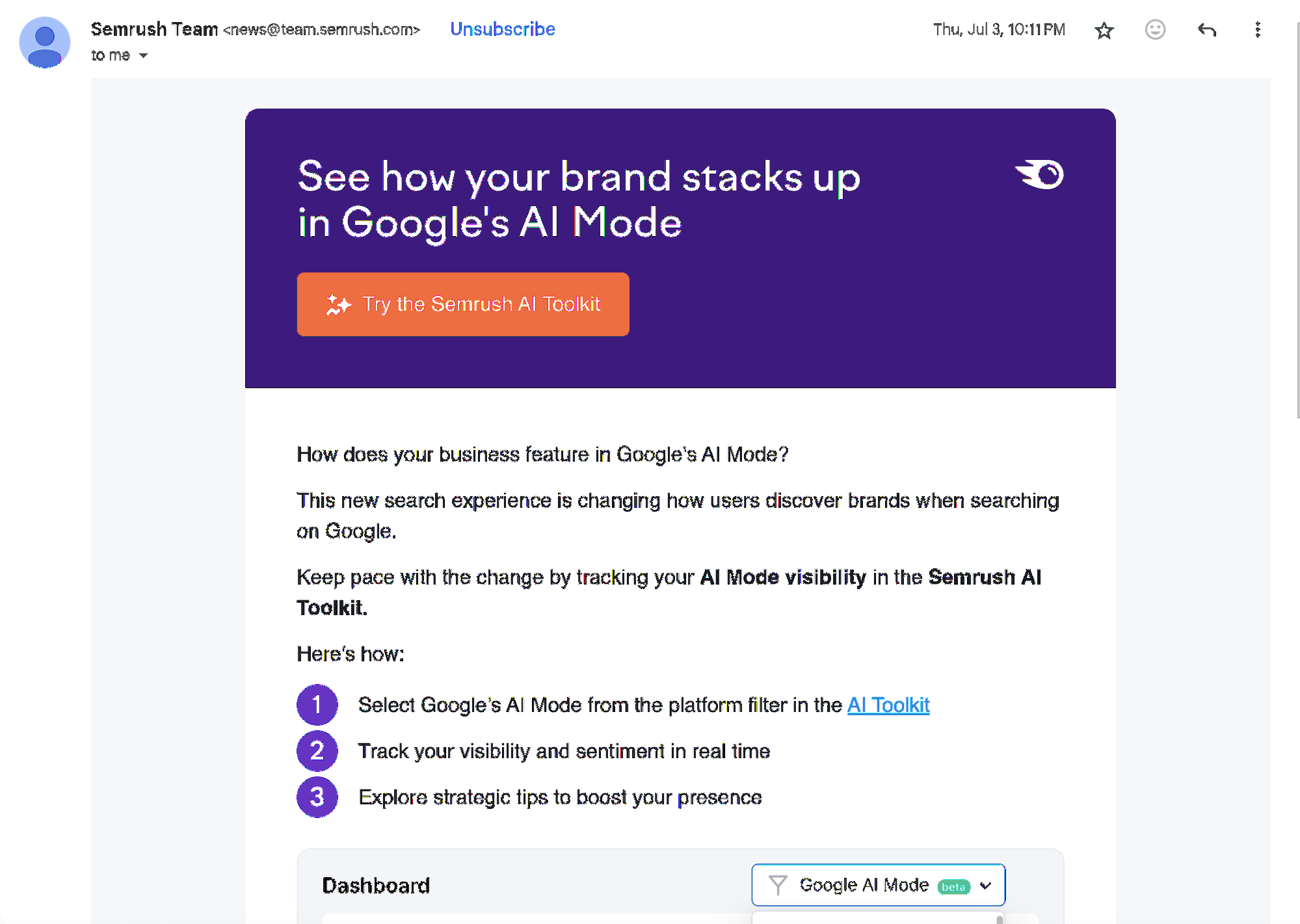 semrush marketing email format