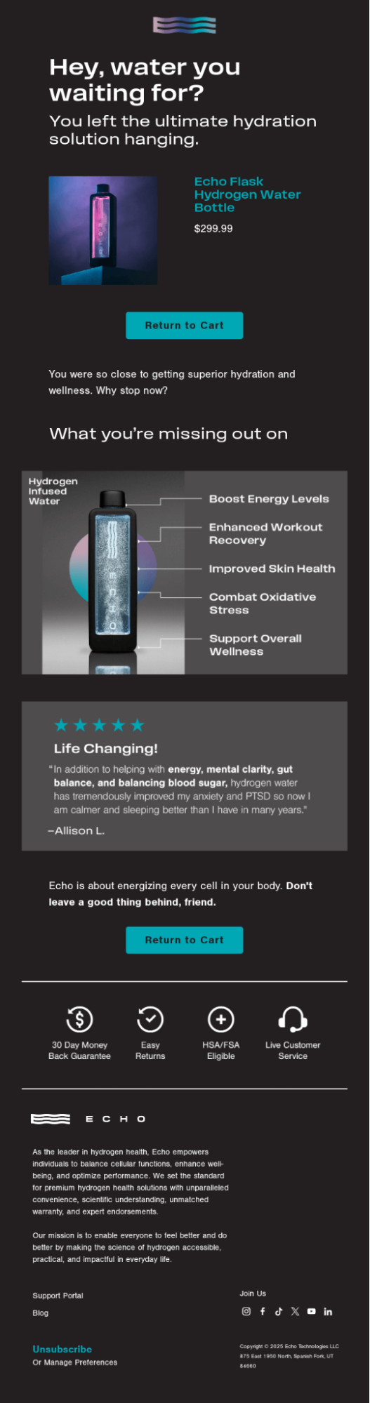 echo ecommerce email marketing cart reminder