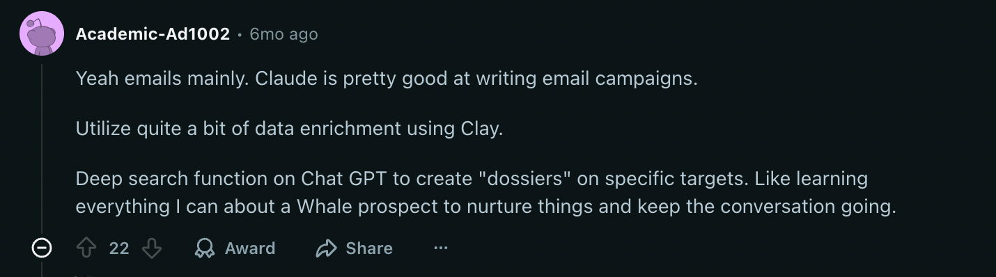reddit sdr ai workflow