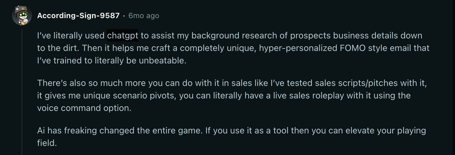 reddit sdr llm experience