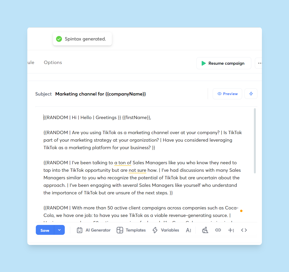 instantly spintax writer