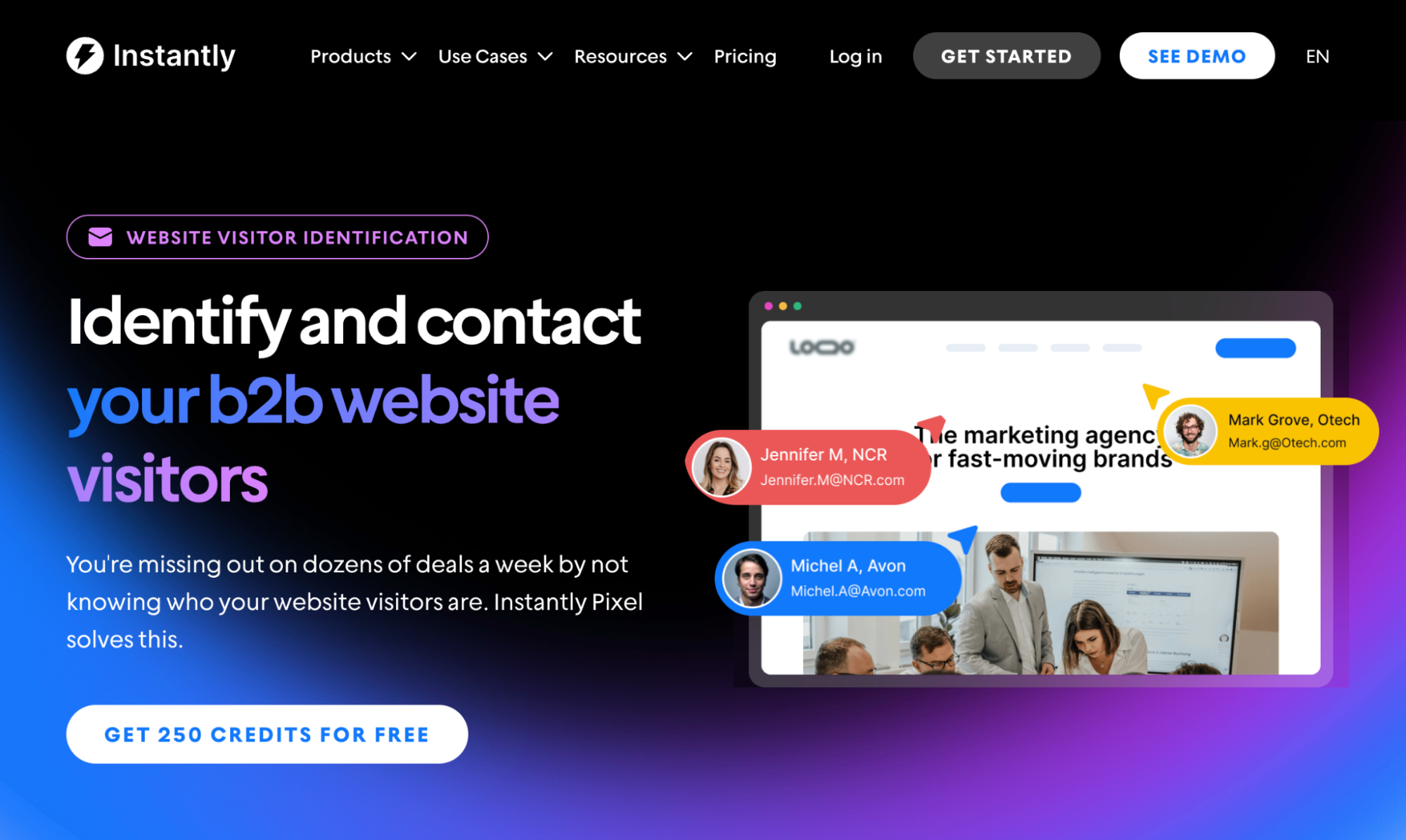 instantly website visitor identification tool