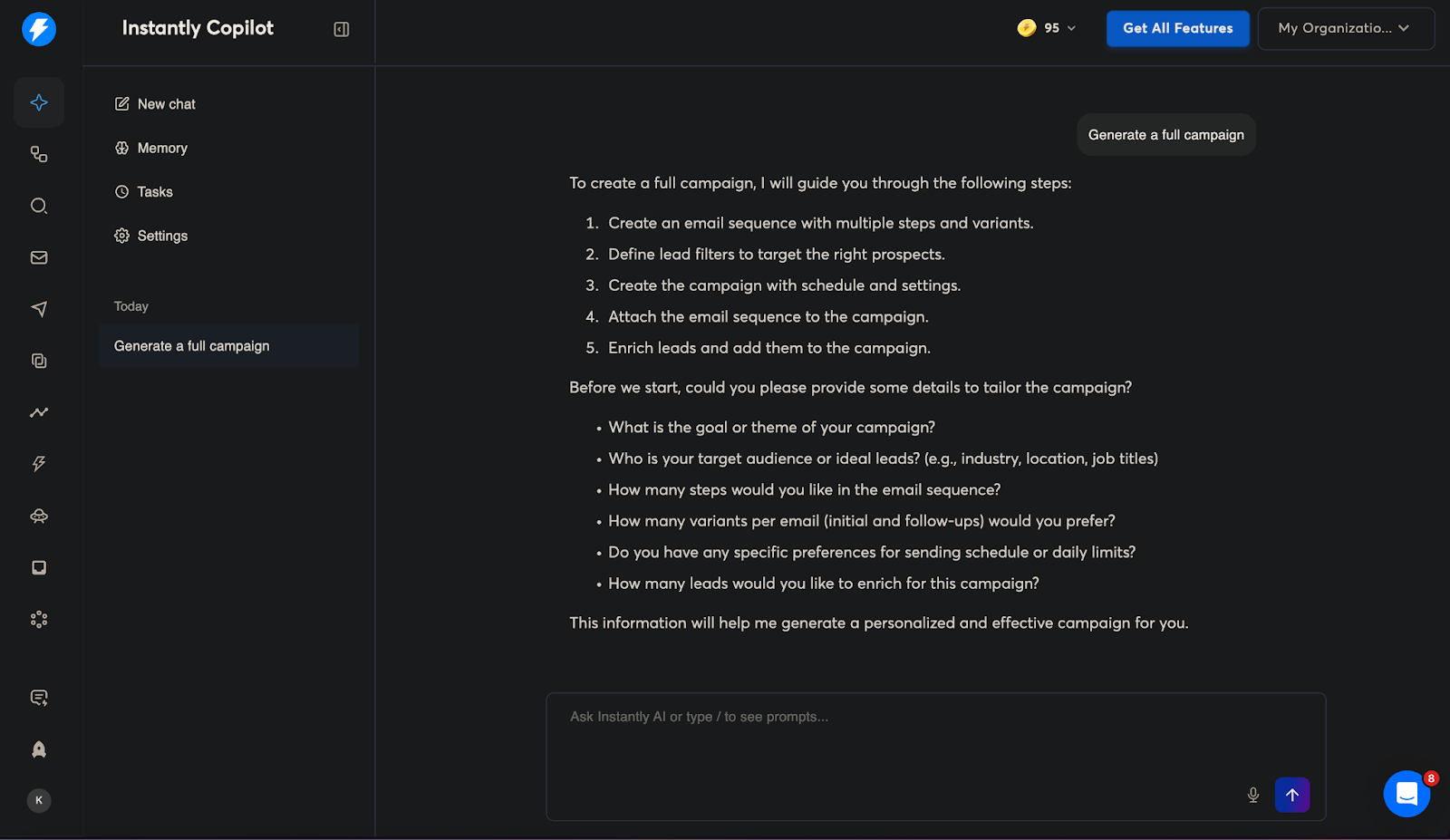 instantly ai copilot campaign