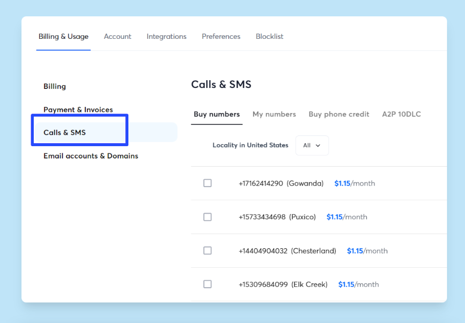 instantly crm calls and sms