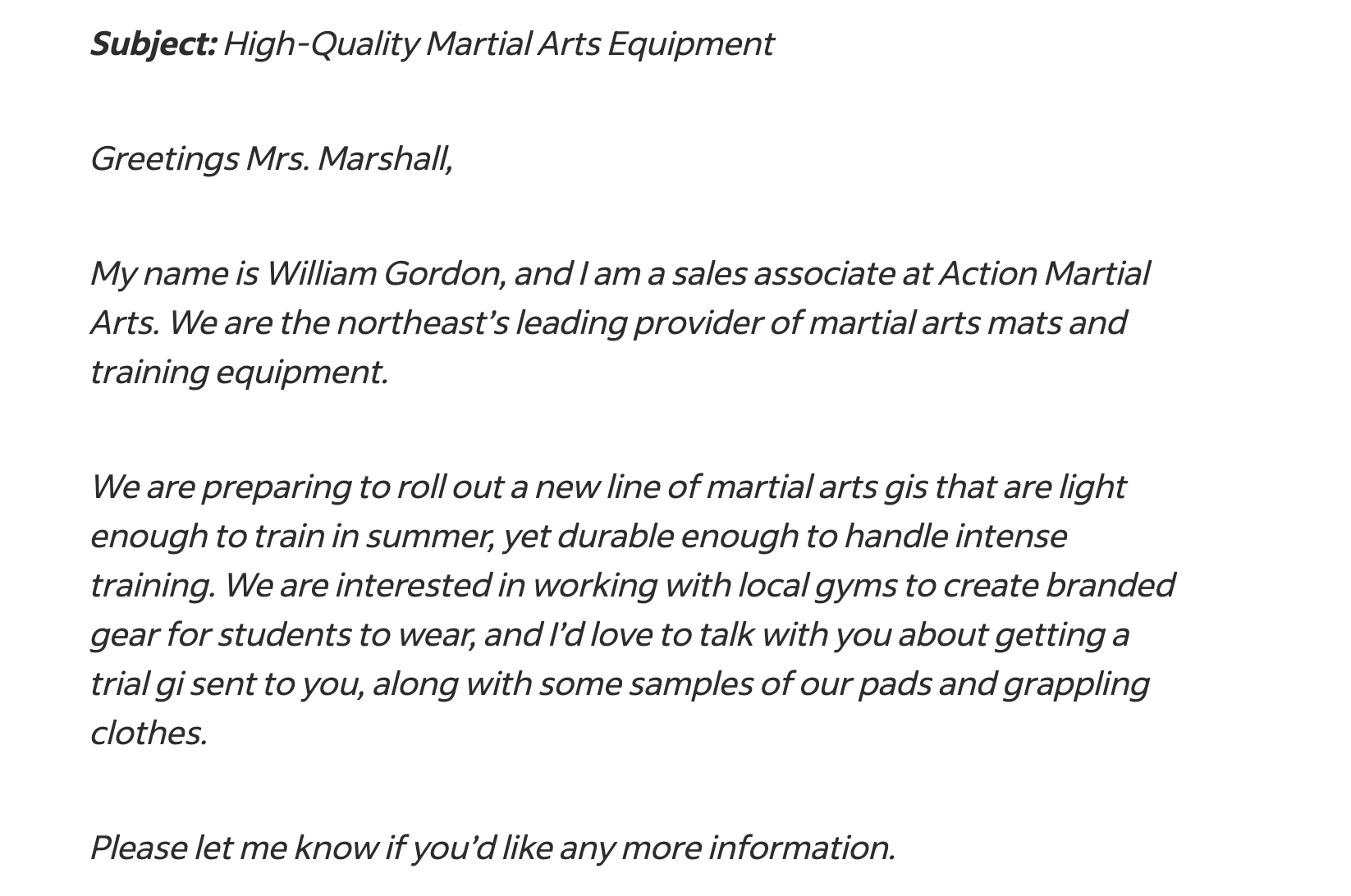 indeed email sales pitch