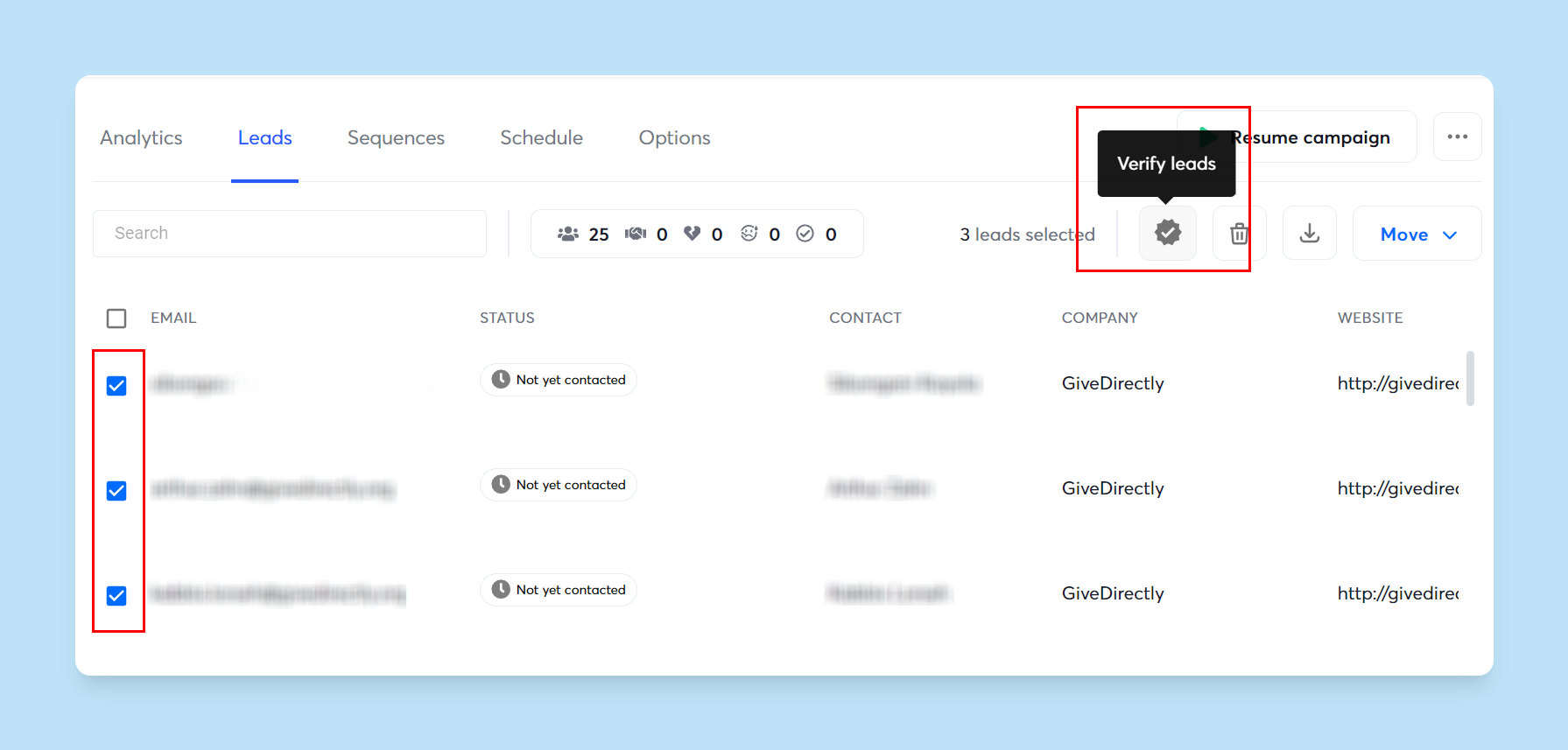 instantly lead verification