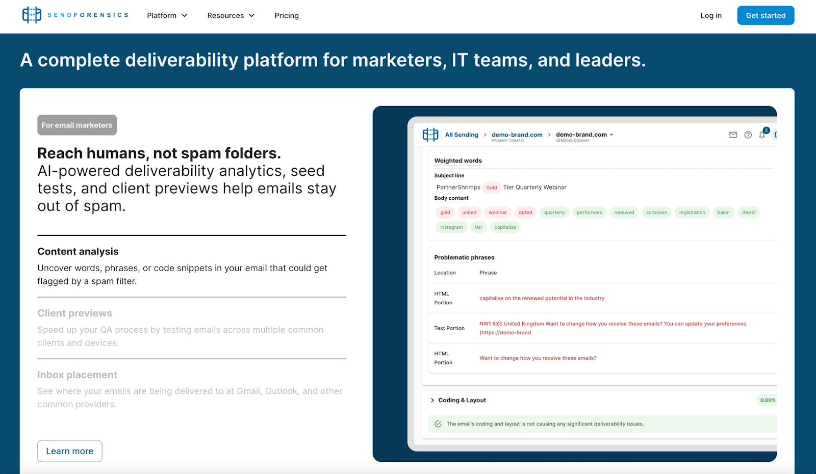 sendforensics email deliverability monitoring tool