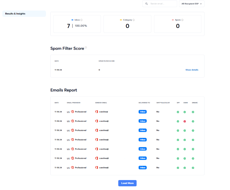 instantly inbox placement report