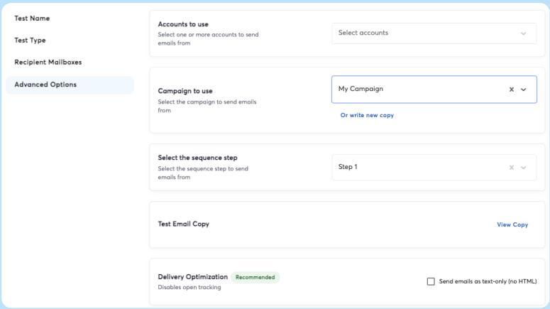 instantly inbox placement automated test