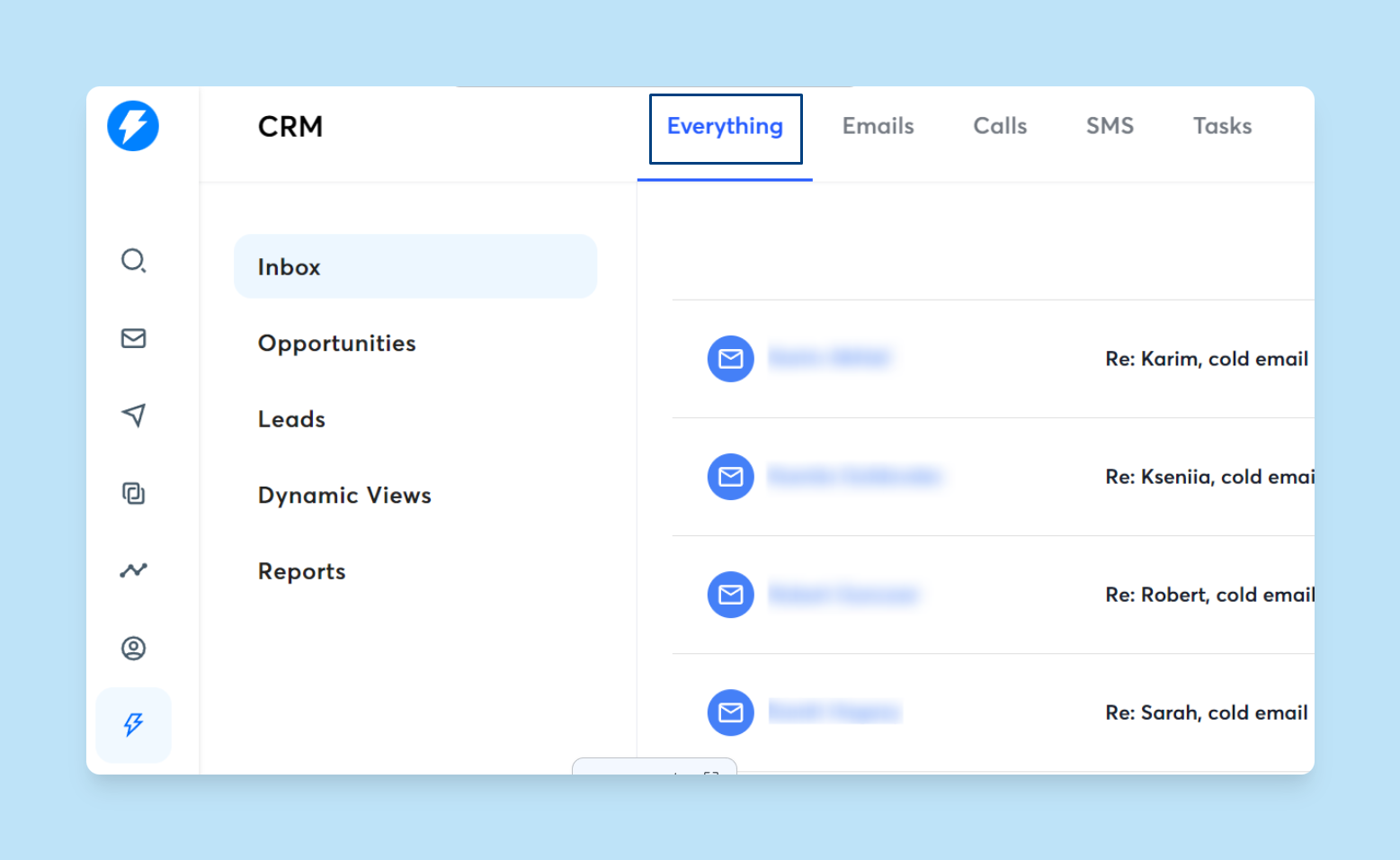 instantly crm dashboard